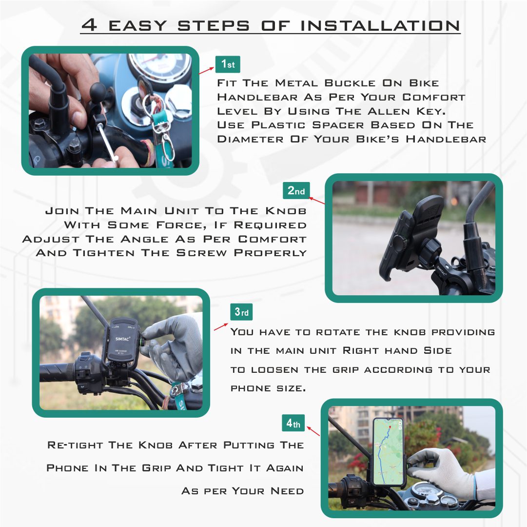 SIMTAC Super Grip Mobile Holder For Bikes/ Scooters / Bicycle | MH01