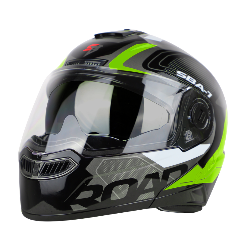 SBA-7 ROAD MAT BLACK WITH NEON (WITH INNER SUNSHIELD)