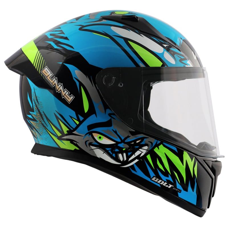 Bolt Bunny Black Neon Blue Helmet