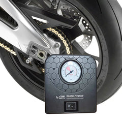 GrandPitstop Electric Tyre Inflator with Dual Connecting Port – Air compressor pump for Car and Motorcycle