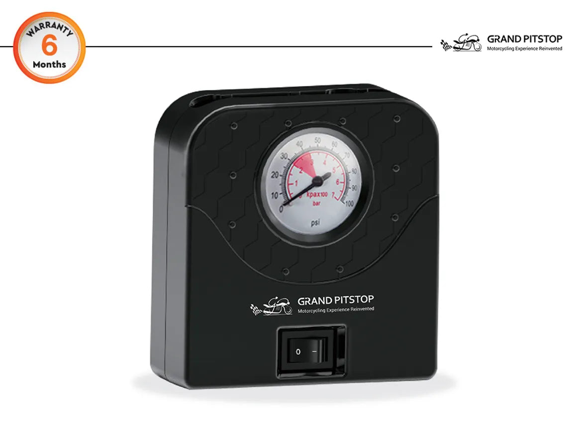 GrandPitstop Electric Tyre Inflator with Dual Connecting Port – Air compressor pump for Car and Motorcycle