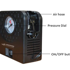 GrandPitstop Electric Tyre Inflator with Dual Connecting Port – Air compressor pump for Car and Motorcycle
