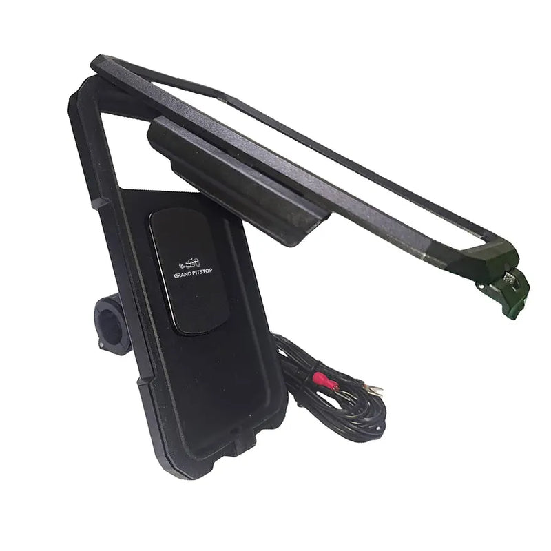 Handlebar Mount Fully Waterproof Bike / Motorcycle / Scooter Mobile Phone Holder Mount with Fast 15W Wireless & USB-C Input/Output Charger, Ideal for Maps and GPS Navigation (Black)
