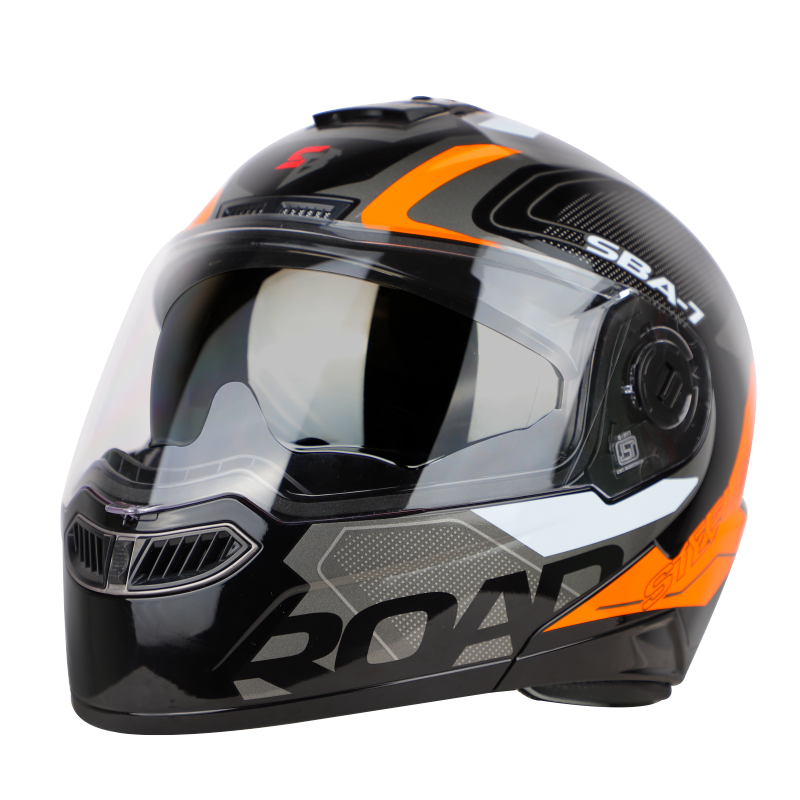 SBA-7 ROAD MAT BLACK WITH ORANGE (WITH INNER SUNSHIELD)